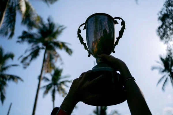 tennis champion trophy celebration